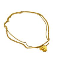 Matsumoto Huinai Joint Double-layer Necklace Japanese Niche Retro Design Brass Gold-plated Dual-use Sweater Chain For Women main image 4