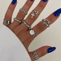 Casual Hip-hop Cross Gesture Solid Color Zinc Alloy Women's Rings sku image 2