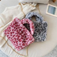 Women's Autumn&winter Plush Stripe Leopard Streetwear Square Zipper Shoulder Bag Handbag Chain Bag main image 5