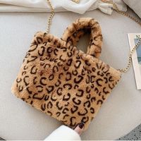 Women's Autumn&winter Plush Stripe Leopard Streetwear Square Zipper Shoulder Bag Handbag Chain Bag sku image 5