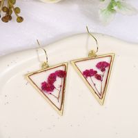 Bijoux En Gros Élégant Sucré Triangle Fleur Résine Époxy Crochet D'oreille sku image 1