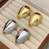 1 Pair Vintage Style Simple Style Water Droplets Solid Color Plating Copper Ear Studs main image 1