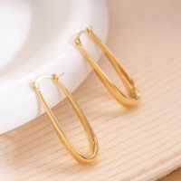 1 Pair Vintage Style Simple Style U Shape Plating Copper 18k Gold Plated Hoop Earrings sku image 1