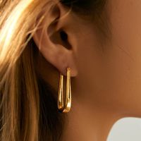 1 Pair Vintage Style Simple Style U Shape Plating Copper 18k Gold Plated Hoop Earrings main image 5