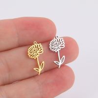 Simple 18k Real Gold Plating Non-fading Ten Birthday Month Flower 304 Material Diy Stainless Steel Pendant main image 5