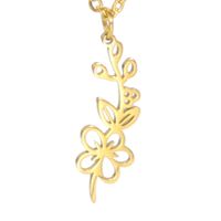 Simple 18k Real Gold Plating Non-fading Ten Birthday Month Flower 304 Material Diy Stainless Steel Pendant sku image 17