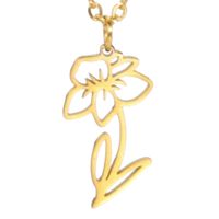 Einfache 18k Echte Gold Beschichtung Verblasst Nicht Zehn Geburtstags Monate Blumen 304 Material Diy Edelstahl Anhänger sku image 15