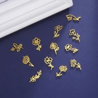 Simple 18k Real Gold Plating Non-fading Ten Birthday Month Flower 304 Material Diy Stainless Steel Pendant main image 4