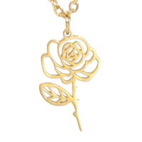 Simple 18k Real Gold Plating Non-fading Ten Birthday Month Flower 304 Material Diy Stainless Steel Pendant sku image 18
