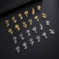 Simple 18k Real Gold Plating Non-fading Ten Birthday Month Flower 304 Material Diy Stainless Steel Pendant main image 1