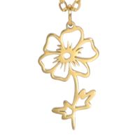 Simple 18k Real Gold Plating Non-fading Ten Birthday Month Flower 304 Material Diy Stainless Steel Pendant sku image 22