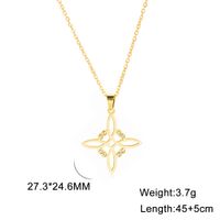 Cross-border Hot Selling Hot Sale Real Gold Electroplated Square Celtic Knot Hollow Witch Knot 304 Material Stainless Steel Necklace sku image 3