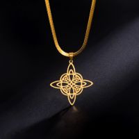 Vintage Style Witch Knot Solid Color Stainless Steel Plating Hollow Out Pendant Necklace main image 3