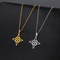 Cross-border Hot Selling Hot Sale Real Gold Electroplated Square Celtic Knot Hollow Witch Knot 304 Material Stainless Steel Necklace main image 1