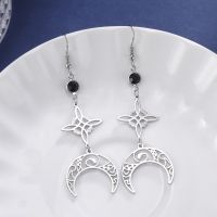 1 Pair Vintage Style Witch Knot Moon Solid Color Plating Hollow Out Stainless Steel Ear Hook main image 5