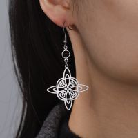 1 Pair Vintage Style Witch Knot Color Block Plating Hollow Out Stainless Steel Drop Earrings main image 5