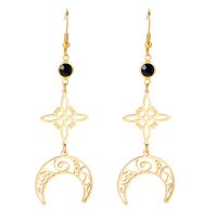 1 Pair Vintage Style Witch Knot Moon Solid Color Plating Hollow Out Stainless Steel Ear Hook sku image 2
