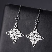 1 Pair Vintage Style Witch Knot Color Block Plating Hollow Out Stainless Steel Drop Earrings main image 1
