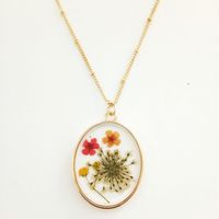 Vintage Style Cross Leaves Flower Alloy Epoxy Women's Necklace main image 5