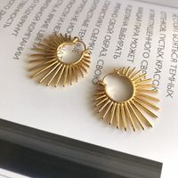 1 Pair Vintage Style Solid Color Flower Plating Copper 18k Gold Plated Hoop Earrings main image 5