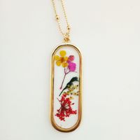 Vintage Style Cross Leaves Flower Alloy Epoxy Women's Necklace main image 4