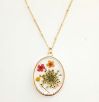 Vintage Style Cross Leaves Flower Alloy Epoxy Women's Necklace sku image 8