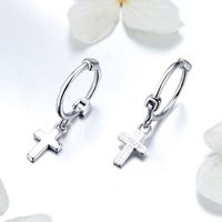 1 Pair Simple Style Cross Plating Sterling Silver Silver Plated Drop Earrings main image 1