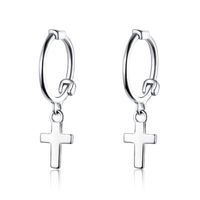 1 Pair Simple Style Cross Plating Sterling Silver Silver Plated Drop Earrings sku image 1