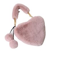 Women's Medium All Seasons Plush Solid Color Elegant Basic Heart-shaped Zipper Shoulder Bag Handbag main image 4