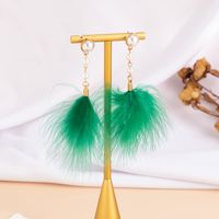 Wholesale Jewelry Streetwear Geometric Imitation Pearl Feather Drop Earrings sku image 4