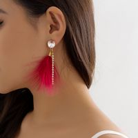 Wholesale Jewelry Streetwear Geometric Imitation Pearl Feather Drop Earrings main image 2