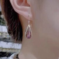 Wholesale Jewelry Lady Water Droplets Alloy Artificial Crystal Inlay Drop Earrings main image 2