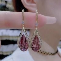 Wholesale Jewelry Lady Water Droplets Alloy Artificial Crystal Inlay Drop Earrings main image 1