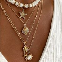 Casual Vacation Coconut Tree Starfish Shell Alloy Soft Clay Heishi Plating Women's Layered Necklaces main image 1