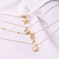 Casual Vacation Coconut Tree Starfish Shell Alloy Soft Clay Heishi Plating Women's Layered Necklaces main image 4