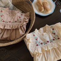 French Embroidery Flower Stand Collar Girls' Dress 2023 Autumn Ruffled Long Sleeve Girls Princess Skirt Wholesale main image 5