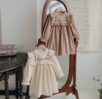 French Embroidery Flower Stand Collar Girls' Dress 2023 Autumn Ruffled Long Sleeve Girls Princess Skirt Wholesale main image 6