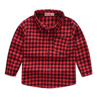 Spring And Autumn New Children's Clothing Wholesale European And American Boys' Plaid Shirt Brushed Children Children's Shirt main image 6