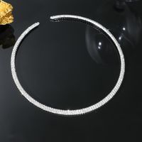Elegant Simple Style Solid Color Stainless Steel Plating Inlay Rhinestones Silver Plated Necklace main image 5