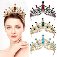 Elegant Lady Crown Alloy Plating Inlay Artificial Gemstones Crown main image 3