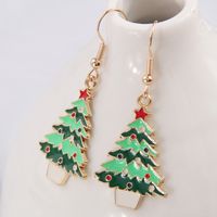 1 Pair Simple Style Christmas Tree Bow Knot Enamel Alloy Ear Hook main image 5