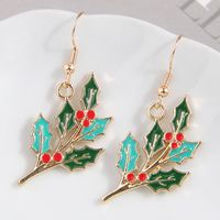 1 Pair Simple Style Christmas Tree Enamel Alloy Drop Earrings sku image 1