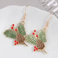 1 Pair Simple Style Christmas Tree Enamel Alloy Drop Earrings sku image 2