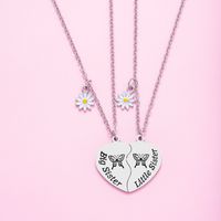 304 Stainless Steel French Style Carving Letter Butterfly Daisy Pendant Necklace main image 4