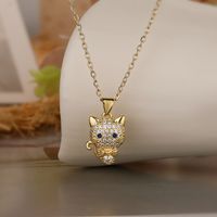 Simple Style Commute Cat Copper 18k Gold Plated Zircon Pendant Necklace In Bulk main image 4