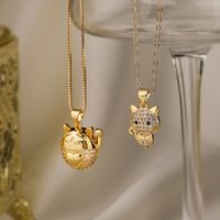 Simple Style Commute Cat Copper 18k Gold Plated Zircon Pendant Necklace In Bulk main image 1