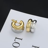 1 Pair Casual Color Block Polishing Plating Stainless Steel 18K Gold Plated Ear Studs main image 1