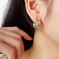 1 Pair Casual Color Block Polishing Plating Stainless Steel 18K Gold Plated Ear Studs main image 2
