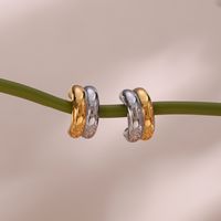 1 Pair Casual Color Block Polishing Plating Stainless Steel 18K Gold Plated Ear Studs main image 3