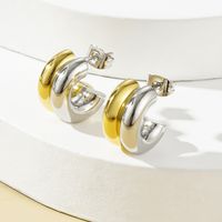 1 Pair Casual Color Block Polishing Plating Stainless Steel 18K Gold Plated Ear Studs main image 5